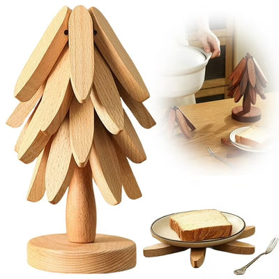 Walnut Wood Tree Trivet Set