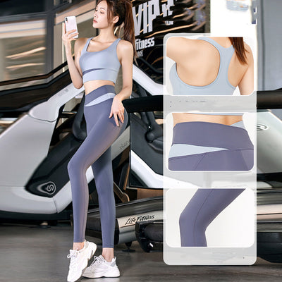 Patchwork Sports Bra and Leggings Set