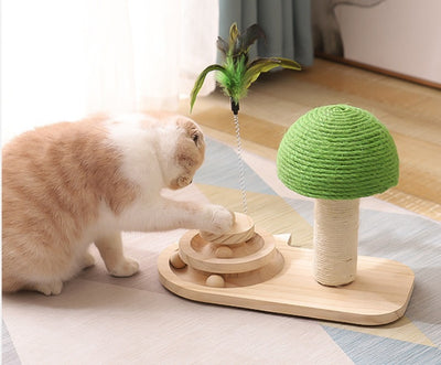 Solid Wood Cat Scratching Post Toy