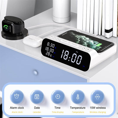 3-in-1 Wireless Charger Alarm Clock