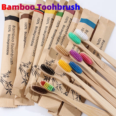 Colorful Bamboo Toothbrush Set