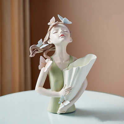 Resin Girl Figurine Flower Vase