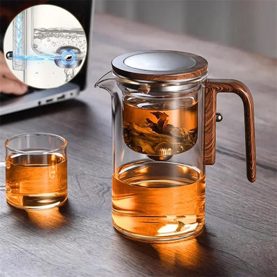 Magnetic Glass Tea Pot with Wood Handle