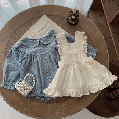 Plaid Baby Girl Romper and Skirt Set