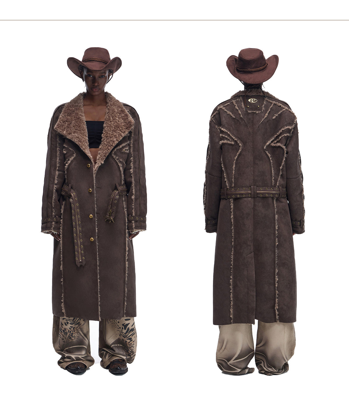 Faux Suede Lambswool Long Coat — image 4