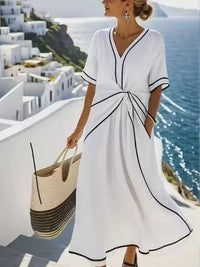 Striped Print Short-Sleeve Maxi Dress — image 6