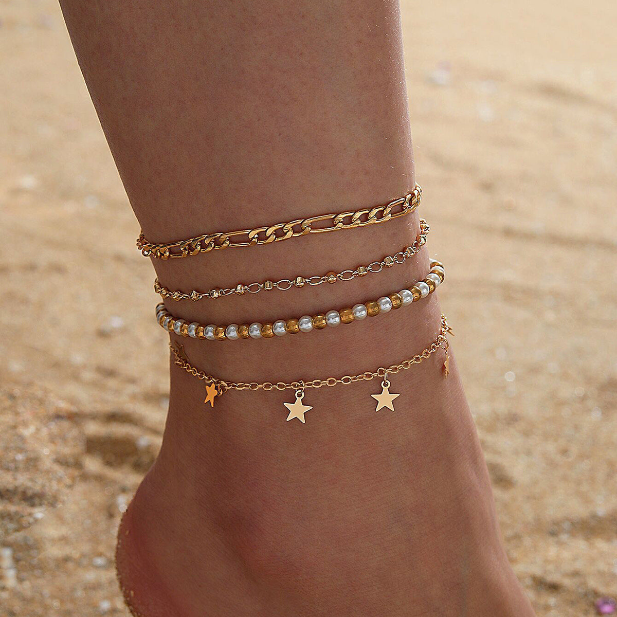 Four-Piece Star Tassel Anklet Set — image 2