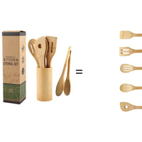Bamboo Kitchen Utensil Set with Holder — image 5