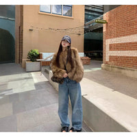 Cropped Faux Fur Long Sleeve Top — image 3