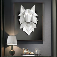 Abstract Resin Wolf Head Wall Sculpture
