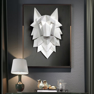 Abstract Resin Wolf Head Wall Sculpture