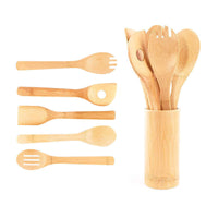 Bamboo Kitchen Utensil Set with Holder — image 2