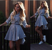 Long-Sleeve Striped Shirt Dress
