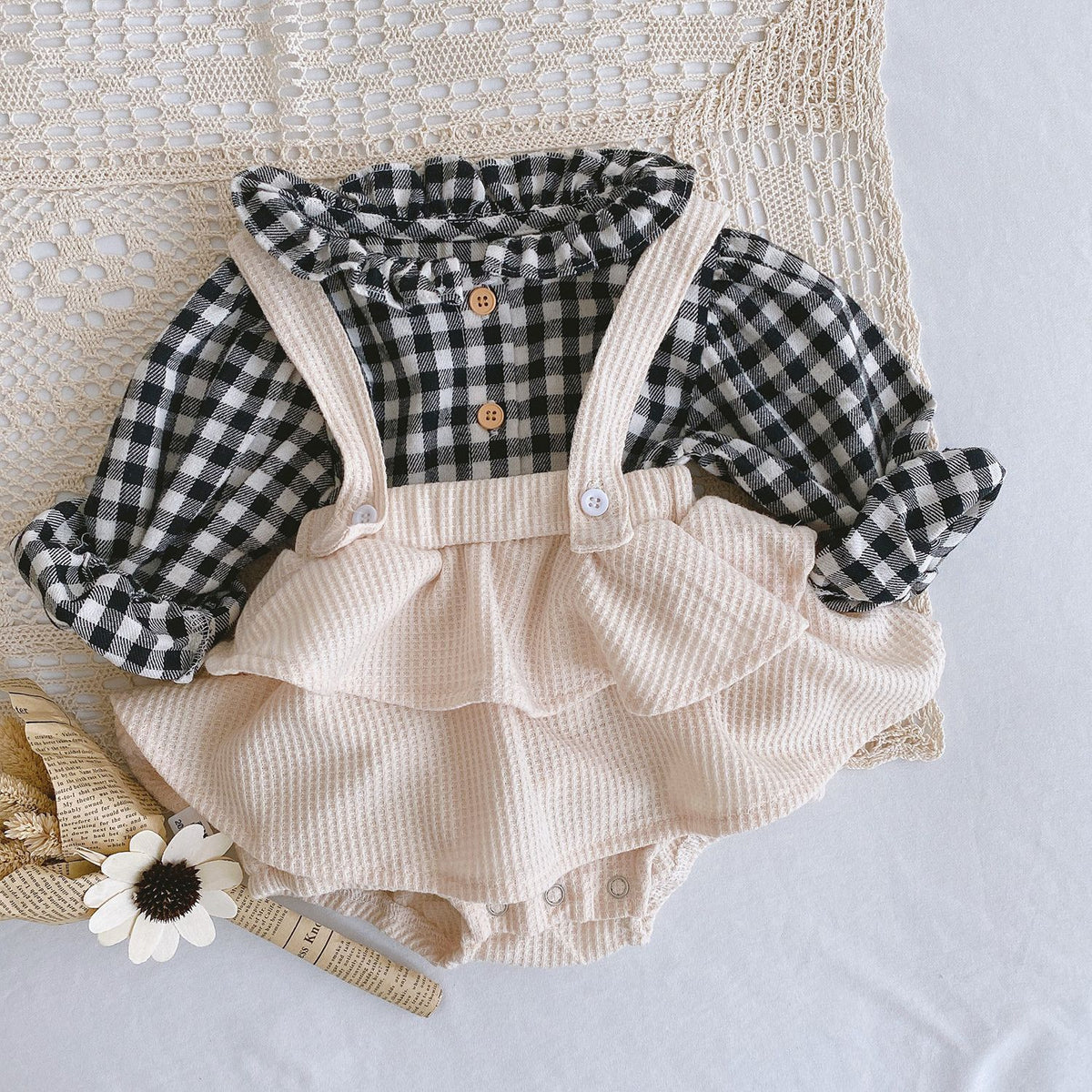 Pleated Cotton Baby Girl Romper — image 6