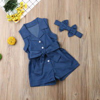 Sleeveless Denim Baby Girl Romper