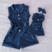 Sleeveless Denim Baby Girl Romper — image 2