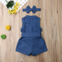 Sleeveless Denim Baby Girl Romper — image 5