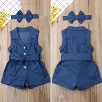 Sleeveless Denim Baby Girl Romper — image 4
