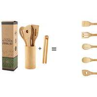 Bamboo Kitchen Utensil Set with Holder — image 6