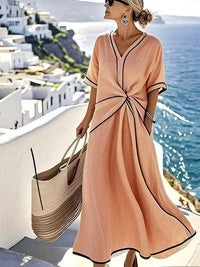 Striped Print Short-Sleeve Maxi Dress — image 7