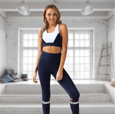 Dark Blue Sports Bra and Leggings Set