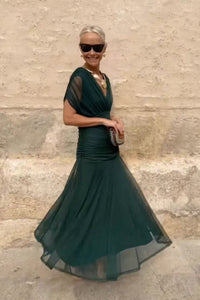Printed Chiffon V-Neck Long Dress — image 5