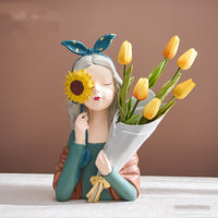 Resin Girl Figurine Flower Vase — image 6