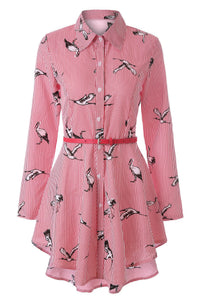 Long-Sleeve Striped Shirt Dress — image 4