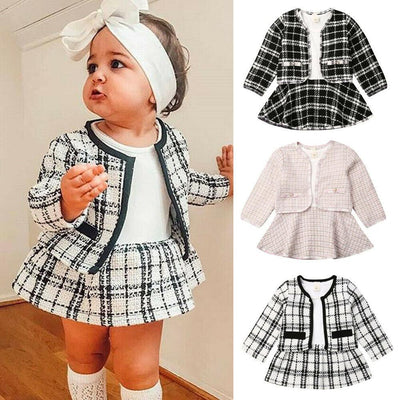 Girls Long-Sleeve Two-Piece Dress Set