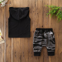 Boys Sleeveless Hooded Camo Outfit Set — image 3