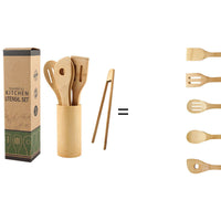 Bamboo Kitchen Utensil Set with Holder — image 4