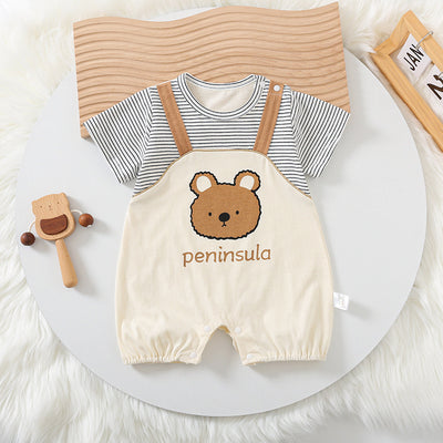 Bear Print Baby Short Sleeve Romper