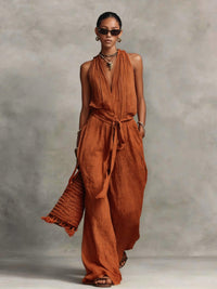 Lace-Up Sleeveless Cotton-Blend Jumpsuit — image 8