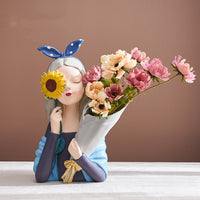 Resin Girl Figurine Flower Vase — image 7