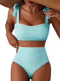 Lace-Up Striped Two-Piece Bikini — image 8