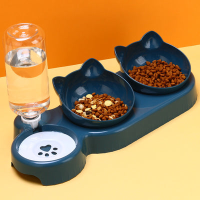 Triple-Bowl Pet Feeding and Water Bowl