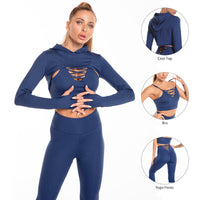 Women’s Three-Piece Hooded Fitness Set