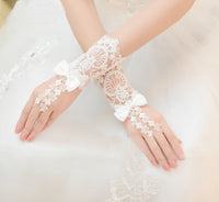 Beaded Lace Bridal Gloves — image 2