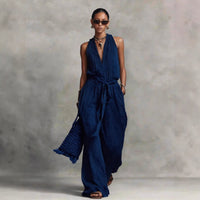 Lace-Up Sleeveless Cotton-Blend Jumpsuit — image 3