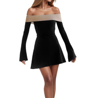 Contrast Color Wrap Long-Sleeve Dress — image 5