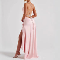 Backless Ruffle Split Suspender Maxi Dress — image 5