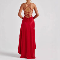 Backless Ruffle Split Suspender Maxi Dress — image 3