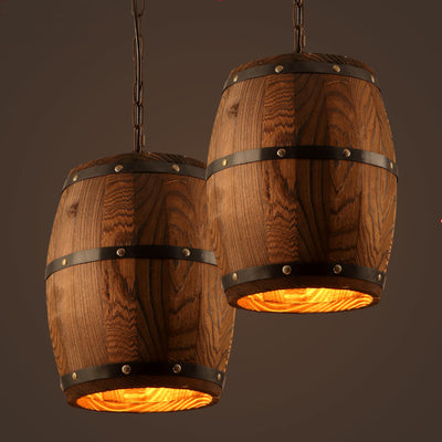 Wooden Wine Barrel Chandelier