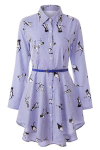 Long-Sleeve Striped Shirt Dress — image 2