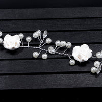 Pearl Flower Bridal Hair Chain — image 3