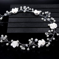 Pearl Flower Bridal Hair Chain — image 4
