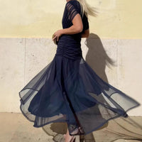 Printed Chiffon V-Neck Long Dress — image 3