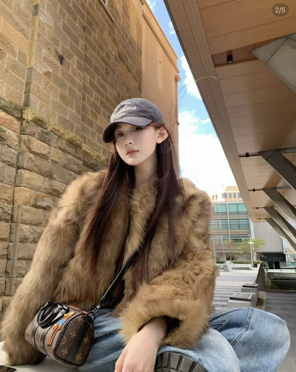 Cropped Faux Fur Long Sleeve Top — image 6