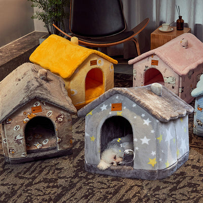 Foldable Warm Pet House Bed