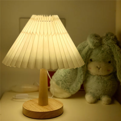 USB Pleated Bedside Table Lamp